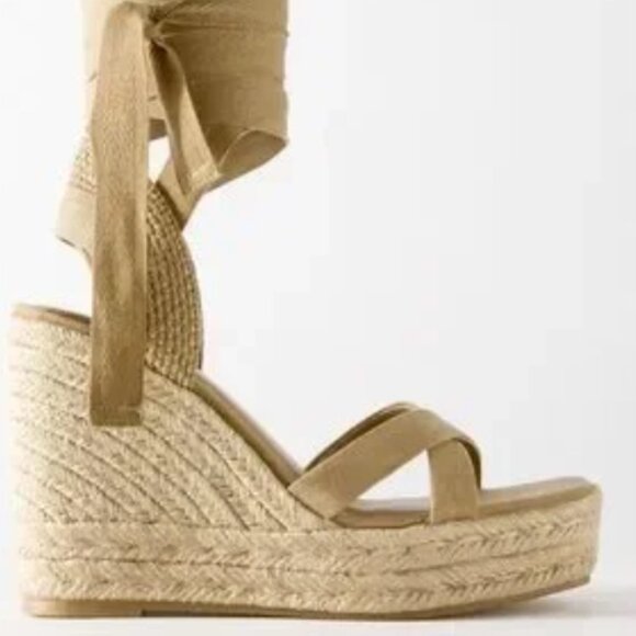 Zara lace up wedge sandal size 7 new - Picture 3 of 6